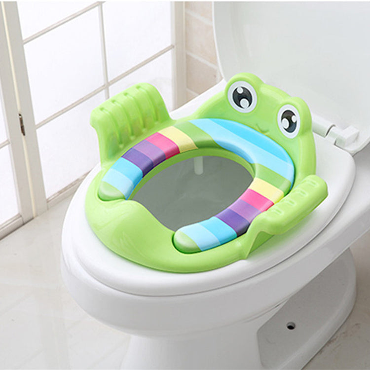Baby Children Toilet Seat Toilet in playful frog design with colorful stripes for comfort and safety.