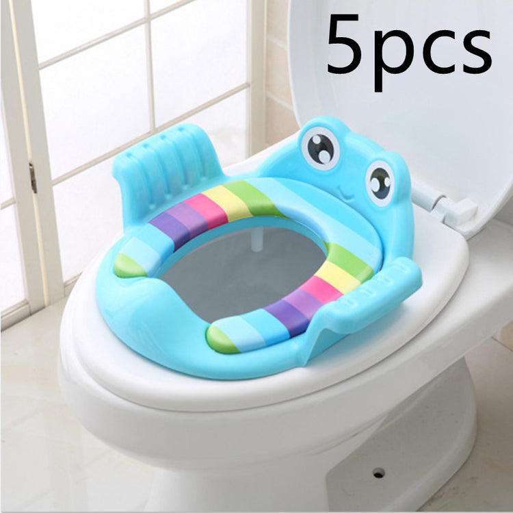 Baby Children Toilet Seat Toilet with frog design and non-slip pads for comfort and safety.